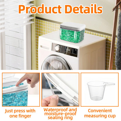 2.8L Laundry Detergent Storage Box with Lid & Measuring Cup, Large Capacity Washing Powder Dispenser, Dishwasher Pods Sealed Holder