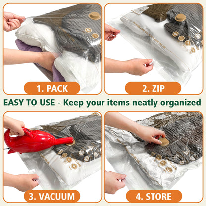 STORAGE MASTER Pack of 9 Jumbo Size Space Saver Bags for Travel and Home Reusable Vacuum Storage Bags Save 80% More Storage Space Work with Vacuum