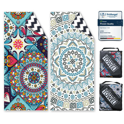 Beach Towels For Adults Extra Large - 2 Pack 200x90cm Lightweight microfibre beach towel with Mesh Bags