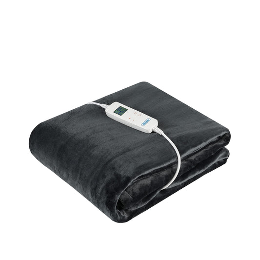 Electric Heated Throw Blanket 10 Heat Settings Washable 220gsm Fleece with Digital Remote Timer - 160cm x 130cm (Dark Grey)