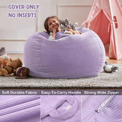 Nobildonna 3 ft Bean Bag Chair Cover (No Filler) for Adults and Kids 300L Extra Large Stuffed Animal Storage Bean Bag Washable Soft Premium Corduroy