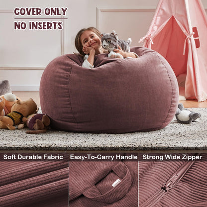 Nobildonna 3 ft Bean Bag Chair Cover (No Filler) for Adults and Kids 300L Extra Large Stuffed Animal Storage Bean Bag Washable Soft Premium Corduroy