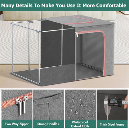 Clothes Storage Bag - 3 Pack 24L Large Capacity Solution Organizer Foldable for Moving House With Reinforced Handle Thick Oxford Fabric Clear Window
