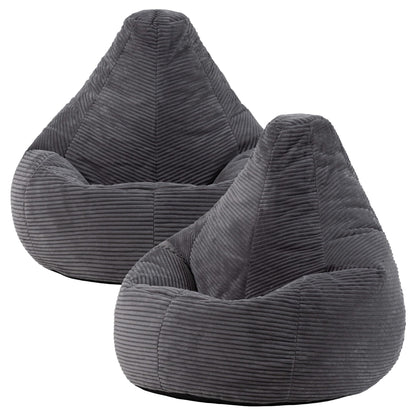 icon Dalton Cord Bean Bag with Filling Included, Set of 2, Grey