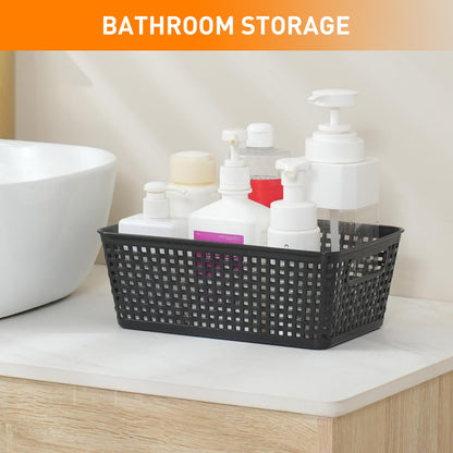 Citylife Set of 8 Pack Plastic Storage Baskets With Lid, Storage Basket for Organizing,Stackable Storage Containers Bins Boxes for Kitchen Bathroom