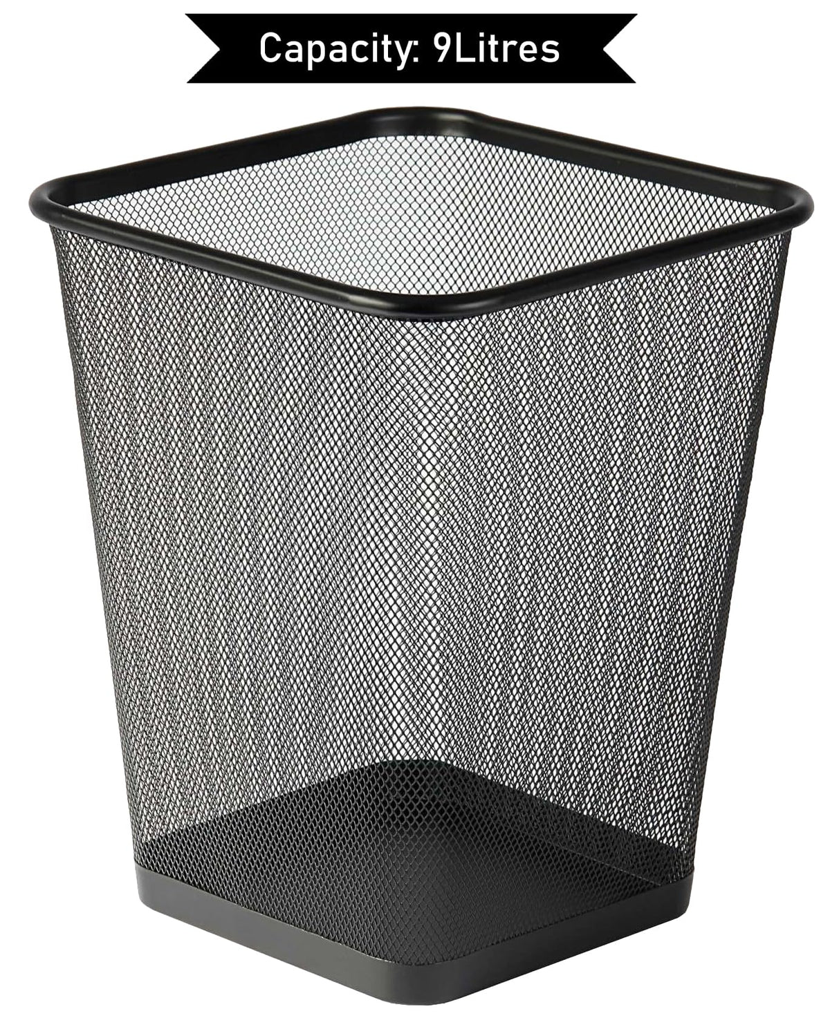 Best House | Metal Mesh Bins | Square | 9 Litres | BLACK | Pack of 1 | Metal Wire Waste Basket Paper Bin | Lightweight and Sturdy Rubbish Bin