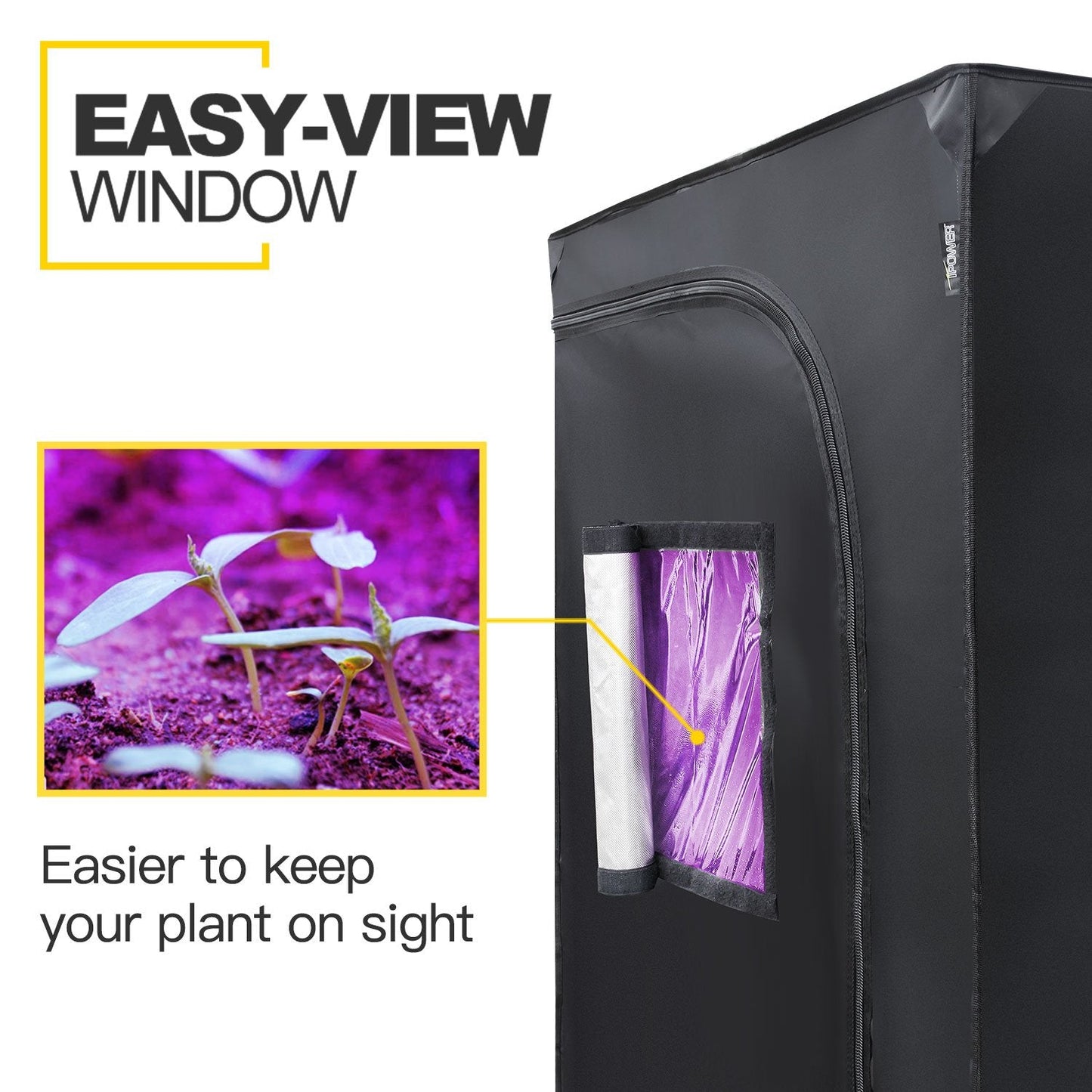 iPower Mylar Hydroponic Water-Resistant Grow Tent with Observation Window and Removable Floor Tray, Tool Bag for Indoor Plant Seedling, Propagation,