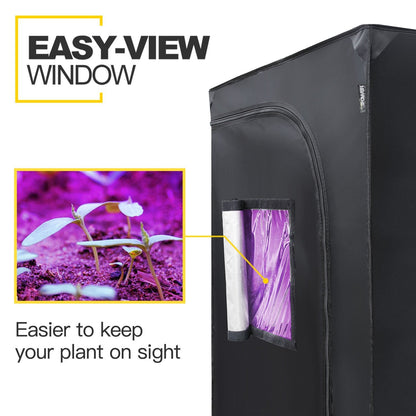 iPower Mylar Hydroponic Water-Resistant Grow Tent with Observation Window and Removable Floor Tray, Tool Bag for Indoor Plant Seedling, Propagation,