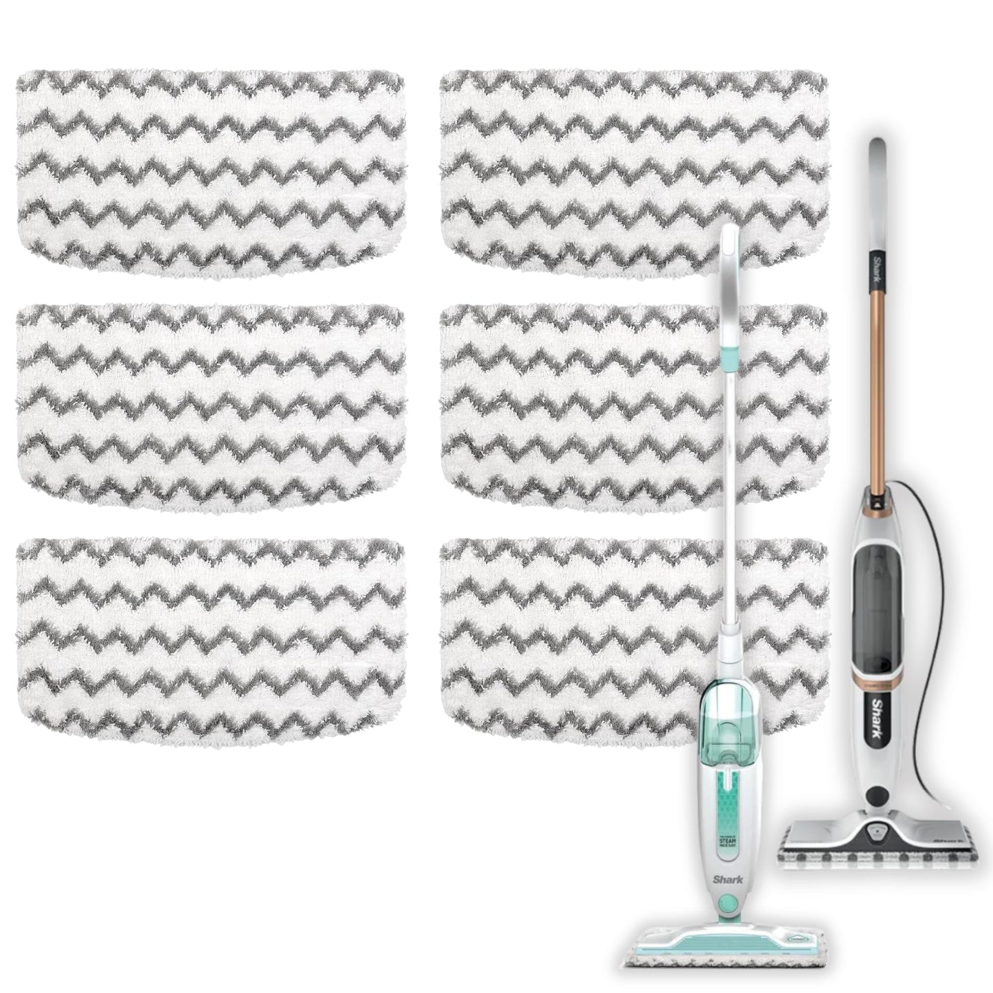 Steam Mop Pads Compatible with Shark Steam Mop S1000UK, S2001UK, Beldray BEL01097, Washable Dirt Grip Absorbing Refill for Shark Steamer (6Pack)