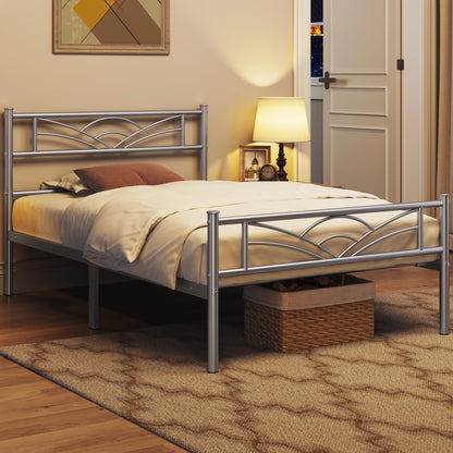 Yaheetech 3ft Single Metal Bed Frame with Cloud-inspired Design, Silver