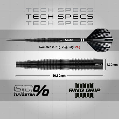 RED DRAGON Razor Edge Extreme 24 Gram Professional Tungsten Darts Set with Flights and Stems