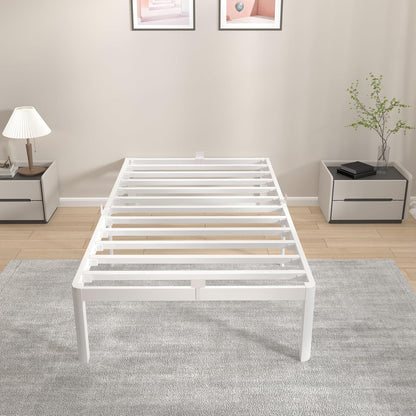 KVLKBV Single Bed 90 x 190 cm White Frame with Anti-Slip Panels and Large Storage Space (41cm) Ideal for Bedroom and Guest Room