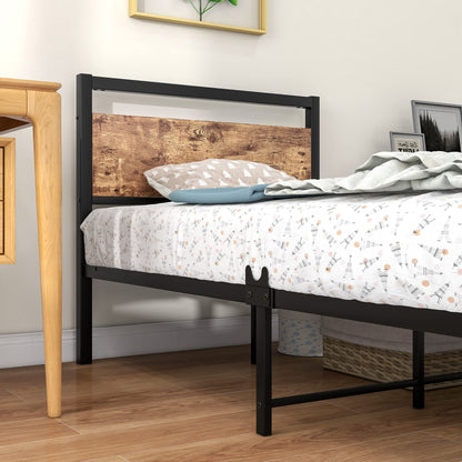 JELUTE Metal Platform Bed Frame, 3 FT Single, Black