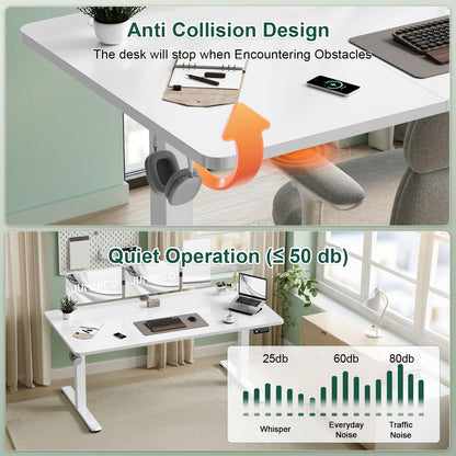 JUMMICO Electric Standing Desk 100 x 60 cm Home Office Height Adjustable Desk, Computer Lift Table with Smart Panel