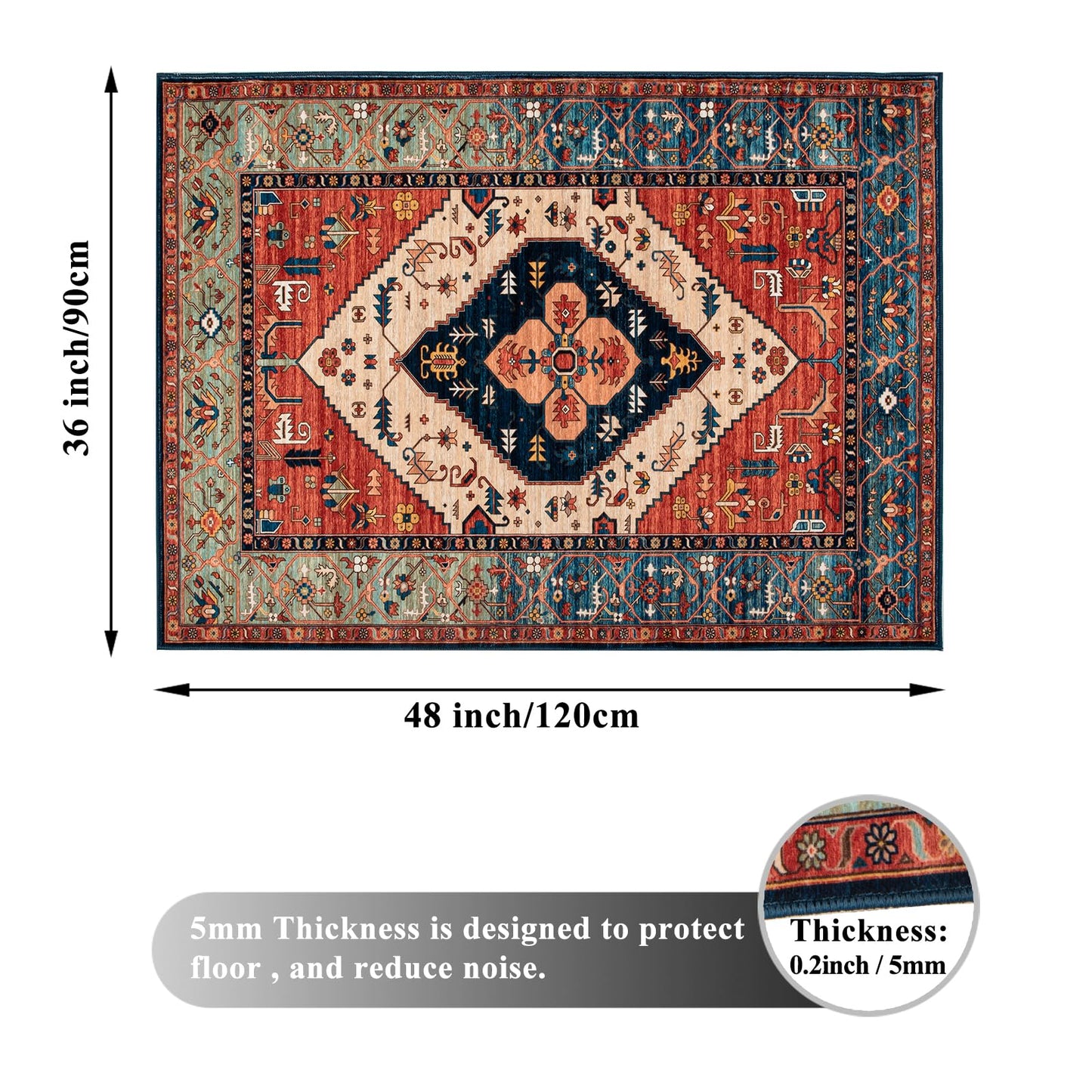 Honorstar Office Chair Mat for Hardwood Floor & Tile Floor 90×120cm Desk Chair Mat Rectangular Rug Floor Protector Gaming Chair Mat for Low Pile