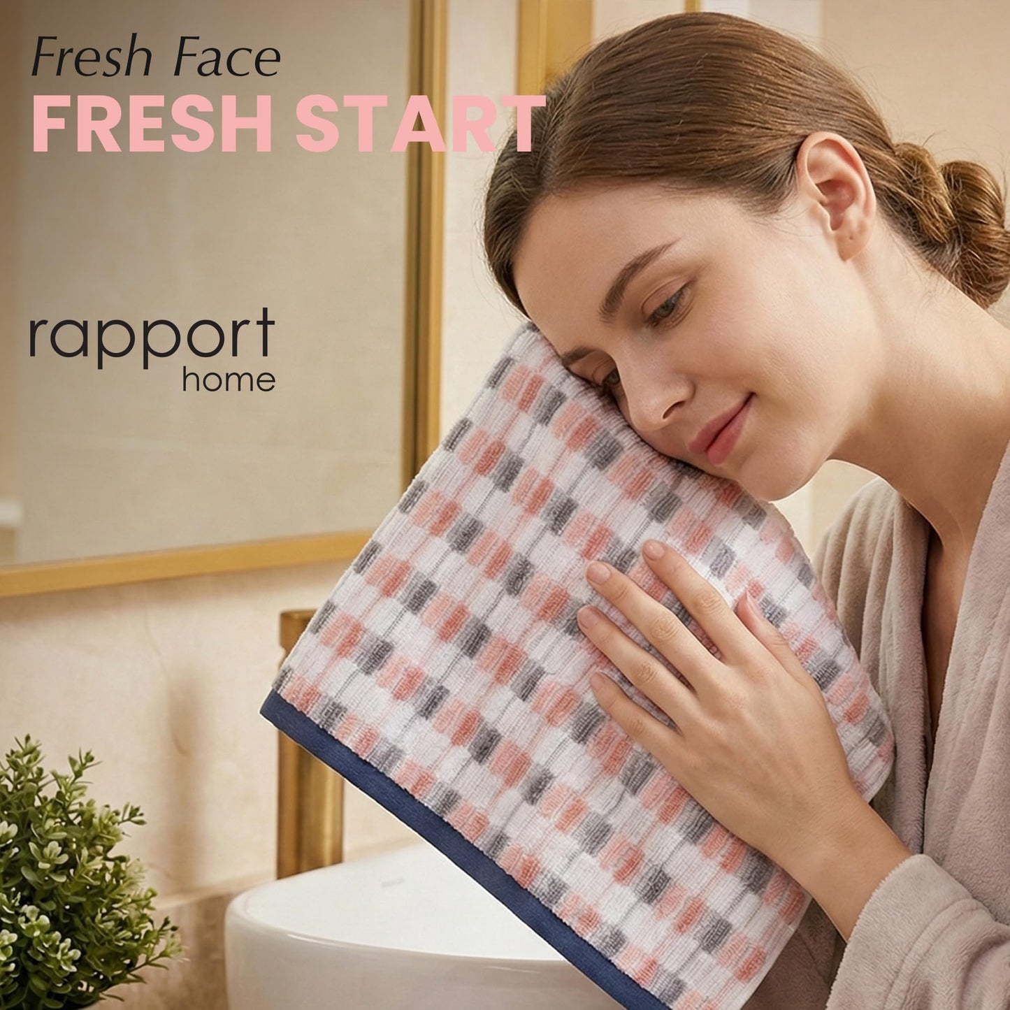 Rapport Home Santa Cruz Face Towels 2 Pack | Blush | 30x30cm | Luxurious 500GSM 100% Cotton | Oeko-Tex Certified Soft & Absorbent Face Cloths
