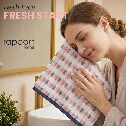 Rapport Home Santa Cruz Face Towels 2 Pack | Blush | 30x30cm | Luxurious 500GSM 100% Cotton | Oeko-Tex Certified Soft & Absorbent Face Cloths