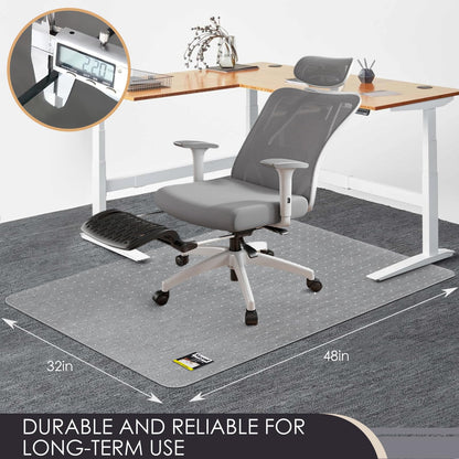Kuyal Office Chair Mat for Carpet, 81 x 121cm (32" x 48") Clear Heavy Duty Computer Chair Mat, Under Desk Protector Carpeted Floors Mat, Easy Chair