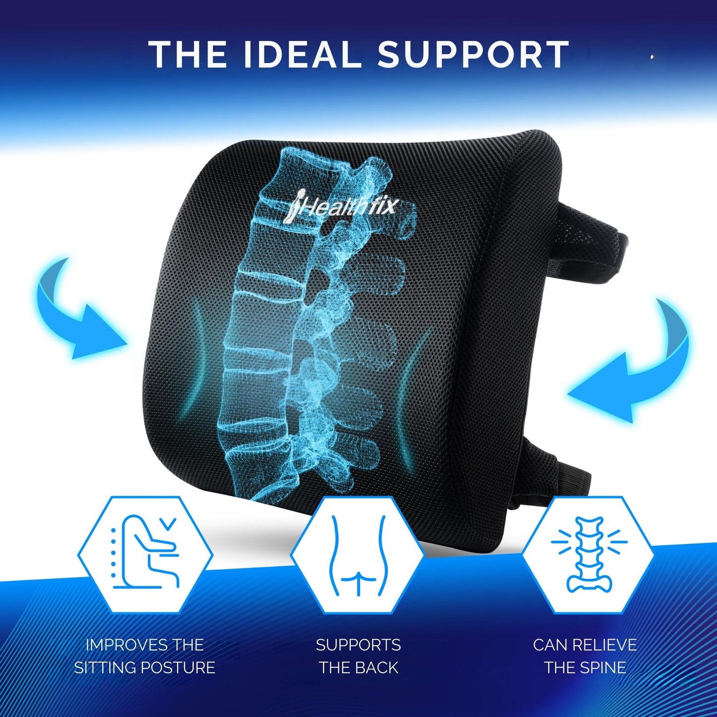 Healthfix Car Lumbar Pillow – Ergonomic lumbar support with memory foam for a healthy sitting posture in the car