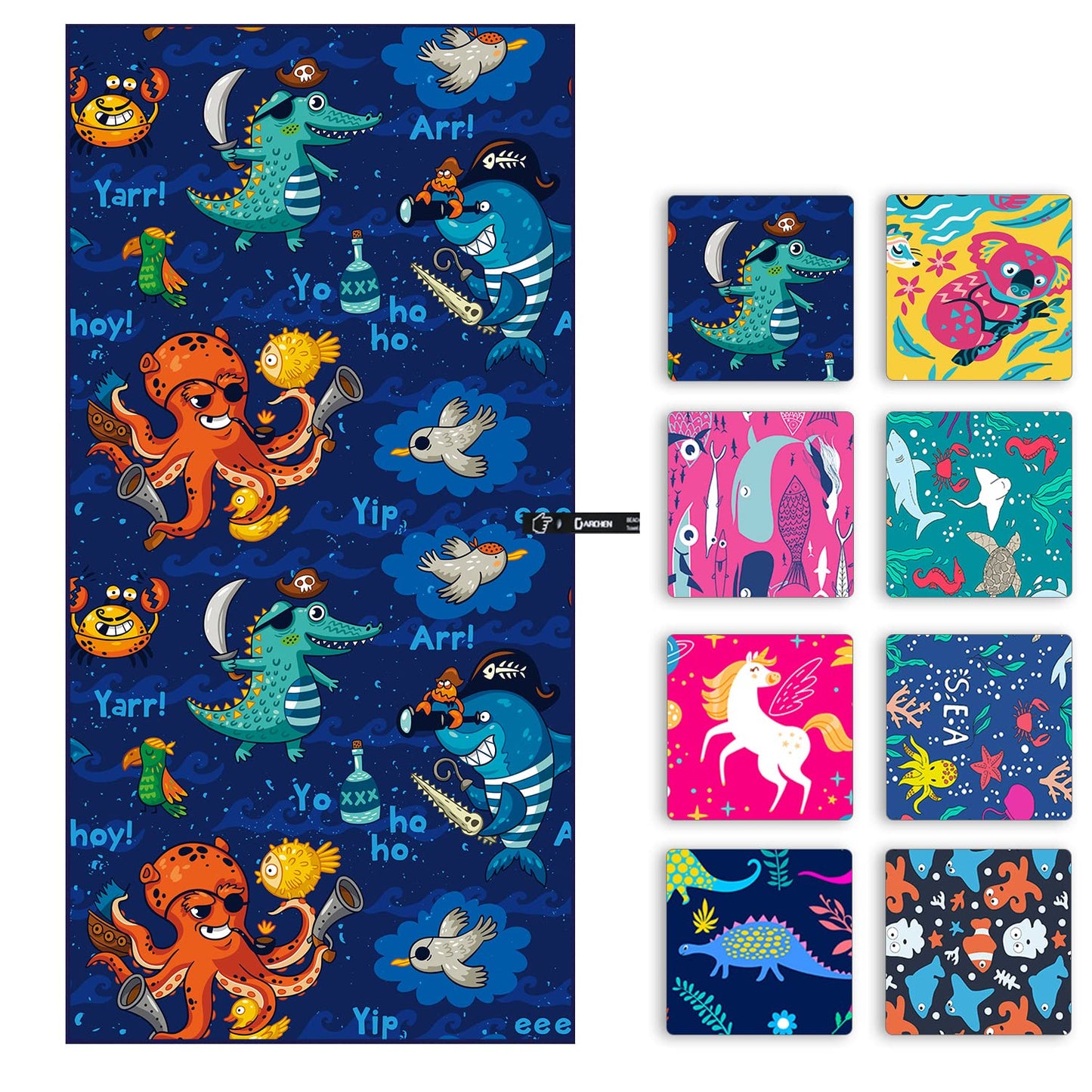 DARCHEN Microfiber Beach Towels Oversize Quick Dry Towel[1 or 4 Pack] Travel Swimming ([1 Pack] - Kids Caribbean, Large - 160 x 80 CM)