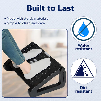 Foot Rest Under Desk Foot Stool| Adjustable Height Ergonomic Foot Rest Under Desk- Support for Office & Home with Massage Rollers, Non-Slip Surface