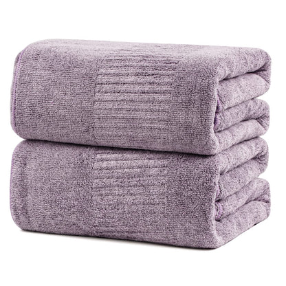 SEISSO Set of 2 Bamboo Bath Towels,88.9 × 160 cm Oversized XXL Towels, Extra Soft, Highly Absorbent, Quick-Drying,Purple