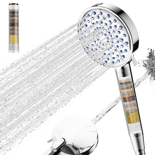 Cobbe Hard Water Filter Shower Head with 20 Stage Filter, High Pressure Shower Heads and Hose, 7 Spray Modes, Powerful Built-in Power Wash for Remove