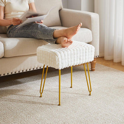 IBUYKE Makeup Vanity Chair, Rectangular Footrest Stool, White WBD003W