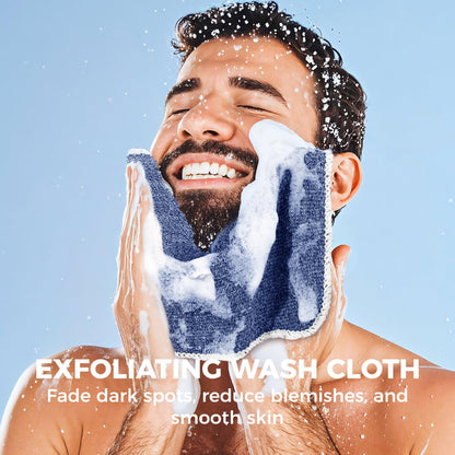 ZOMCHI Exfoliating Wash Cloths for Face and Body, 2 Pack, Blue