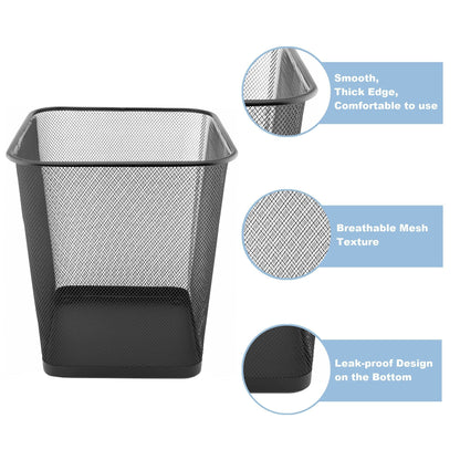 D.RECT Komo Waste Paper Bin, Metal Grid, 18 Litres, Square Bin, Desk, Office, Waste Bin, Black, en_AE Komo Waste Paper Bin, Metal Grid, 18 Litres