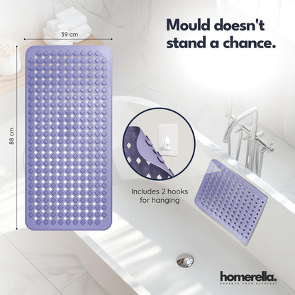 homerella Bath Mat Non Slip Anti Mould 88x39cm Shower Mat Non Slip Bath Mat