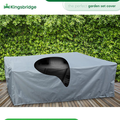Kingsbridge Rectangular Garden Furniture Table Cover 600D Heavy Duty Fabric, Double Stitching, Waterproof, Anti UV, Breathable, Rip Proof, Grey