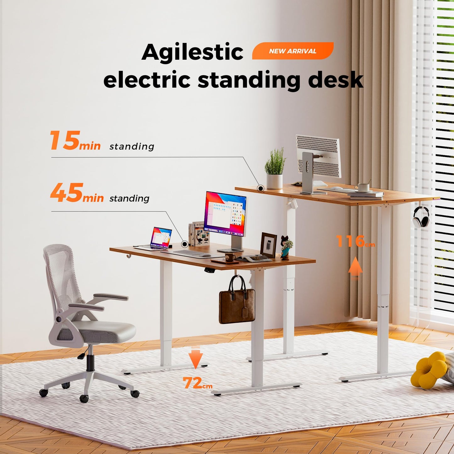 Agilestic Height Adjustable Electric Desk, 2 Memory Height, 120x80cm