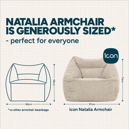 icon Natalia Cord Bean Bag Chair with Filling Included, Beige