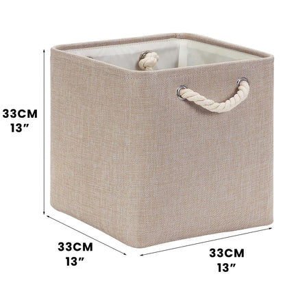 Mangata 33x33x33cm Cube Storage Boxes 4Pcs Light Khaki Foldable Baskets