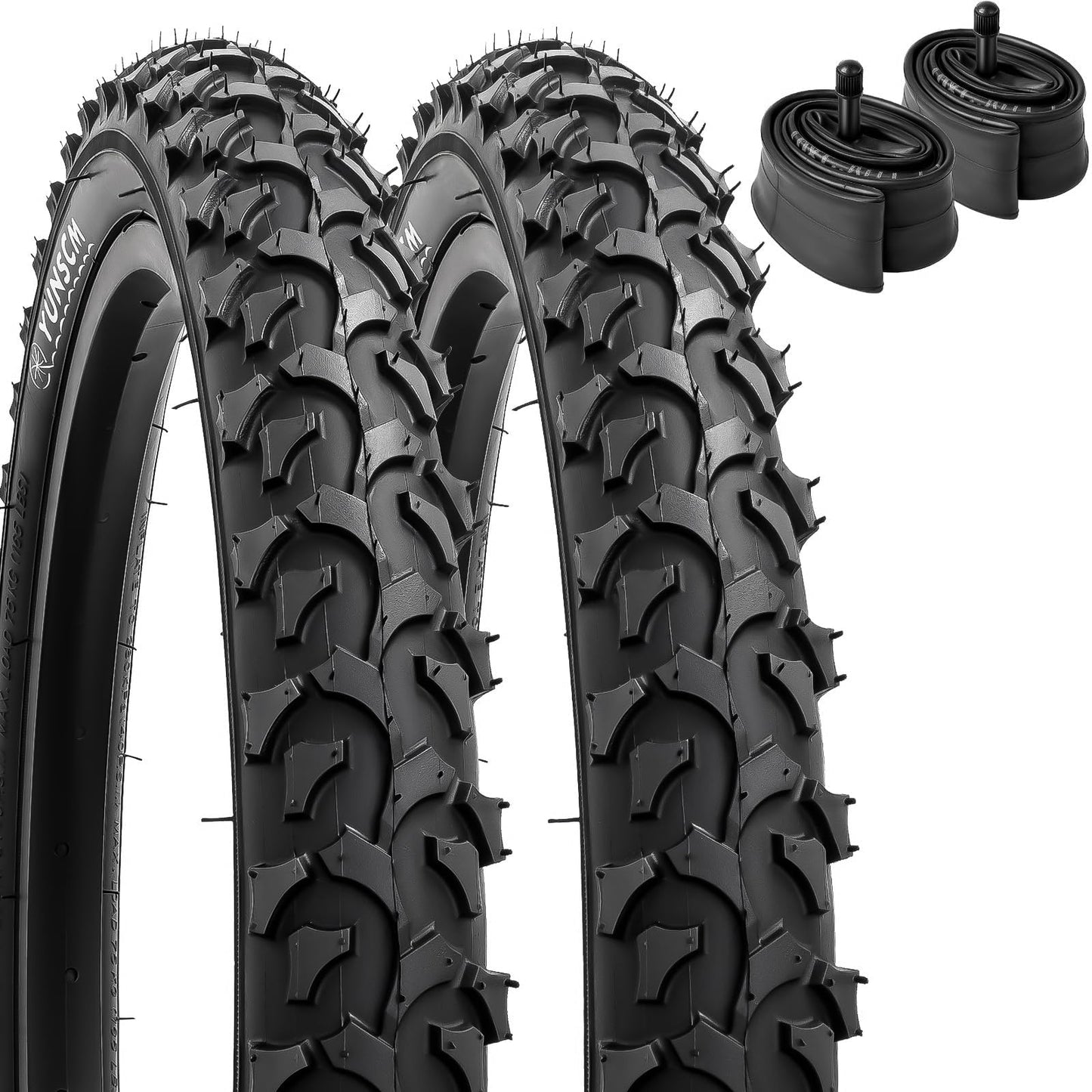 YunSCM 2-Pack Foldable 16 inch Bike Tyres 16x2.125 ETRTO 57-305 and 16'' Heavy Duty Bike Inner Tubes AV32mm Valve Compatible with 16x2.10 16x2.125