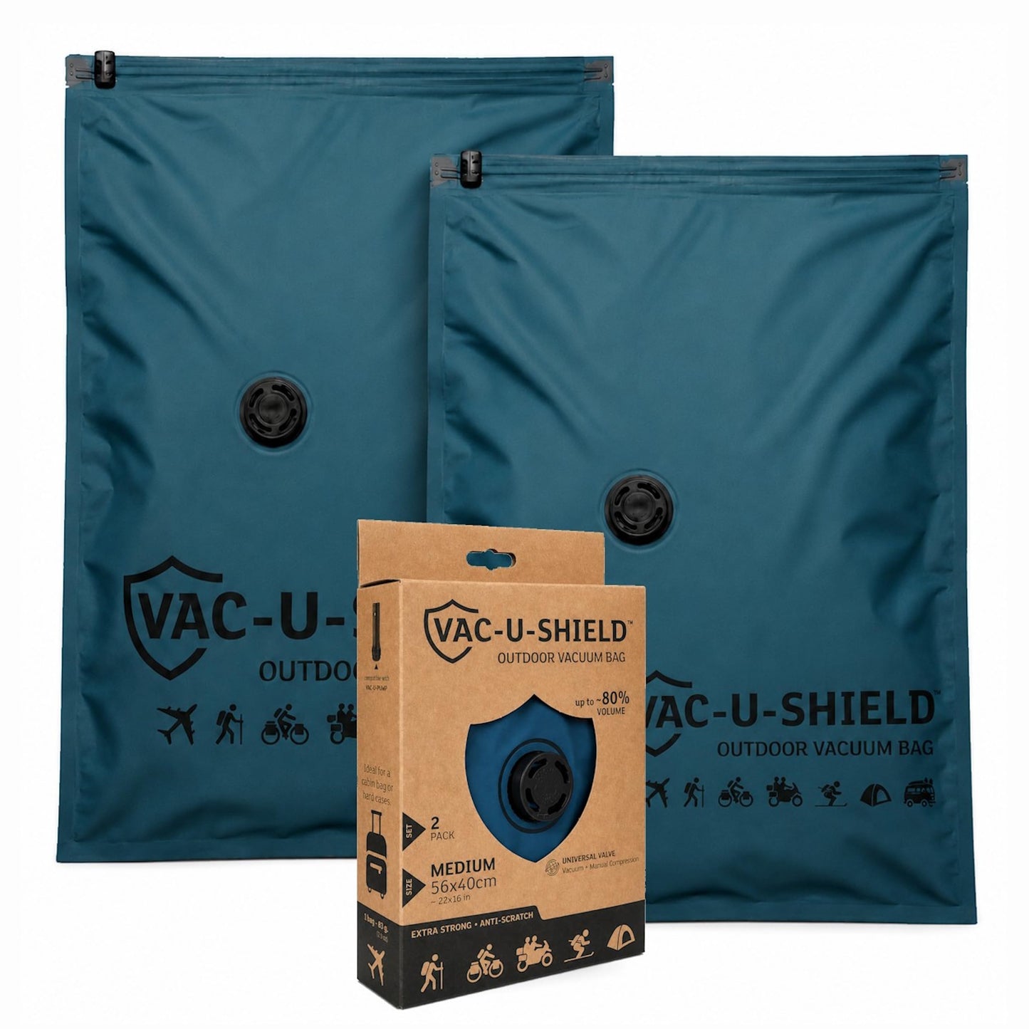 Vac-U-Shield 6 Outdoor Vacuum Bags, 3 Sizes S M L, Travel Anti-Scratch