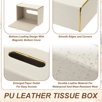 sourcing map Tissue Box Cover, Rectangle Modern Tissue Box Holder with Magnetic Closure for Living Room Bedroom Office Hotel Desk