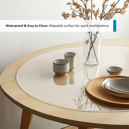 Round Clear PVC Table Protector, Heat Resistant & Waterproof, Clear (Round 120cm)