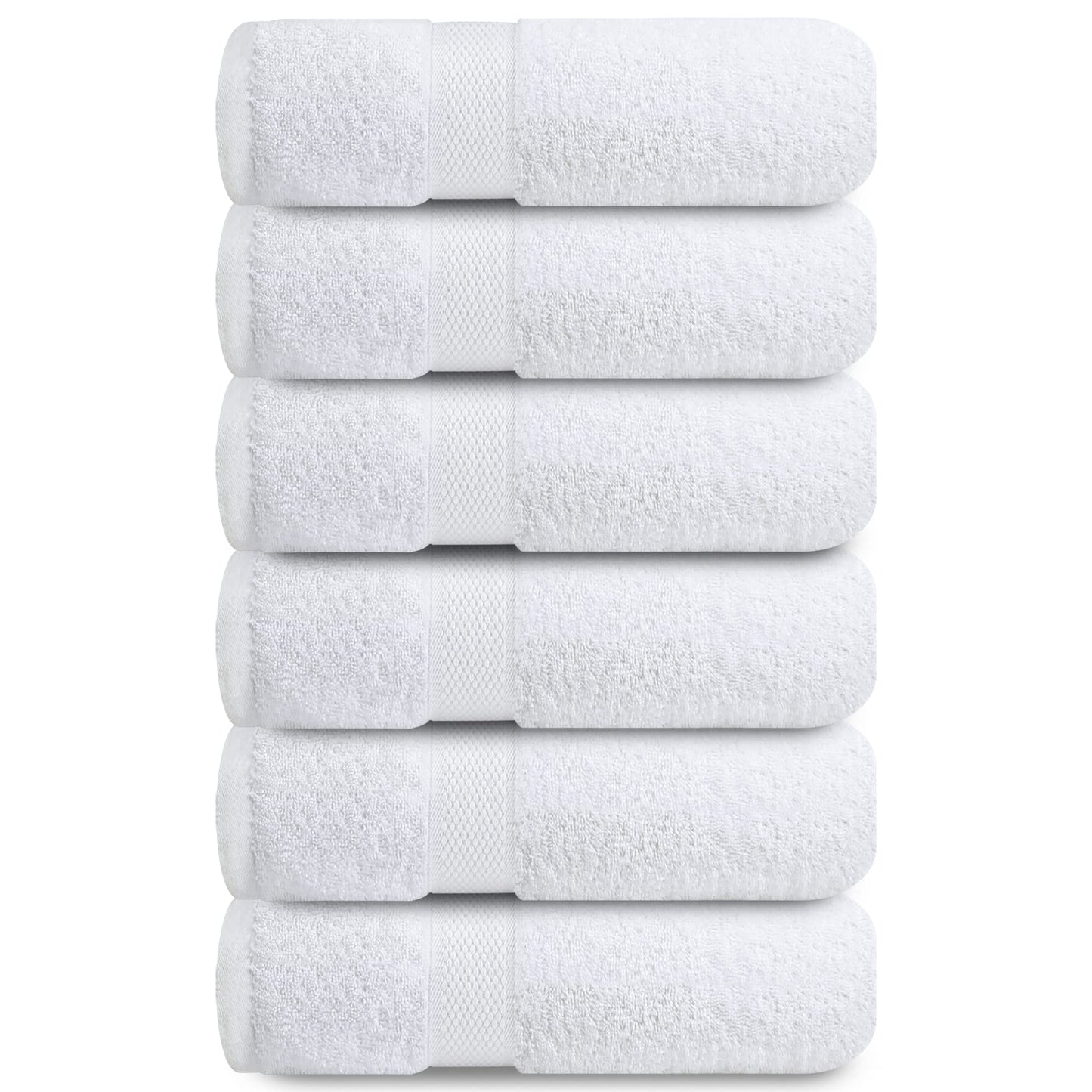 Infinitee Xclusives Premium White Hand Towels 6-Pack (40 x 72 cm) ? 100% Cotton, Super Absorbent, Quick-Dry Towels for Bathroom, Hotel, Salon & Gym