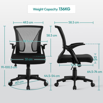 Yaheetech Ergonomic Office Chair, Swivel Desk Chair with Flip-up Armrests