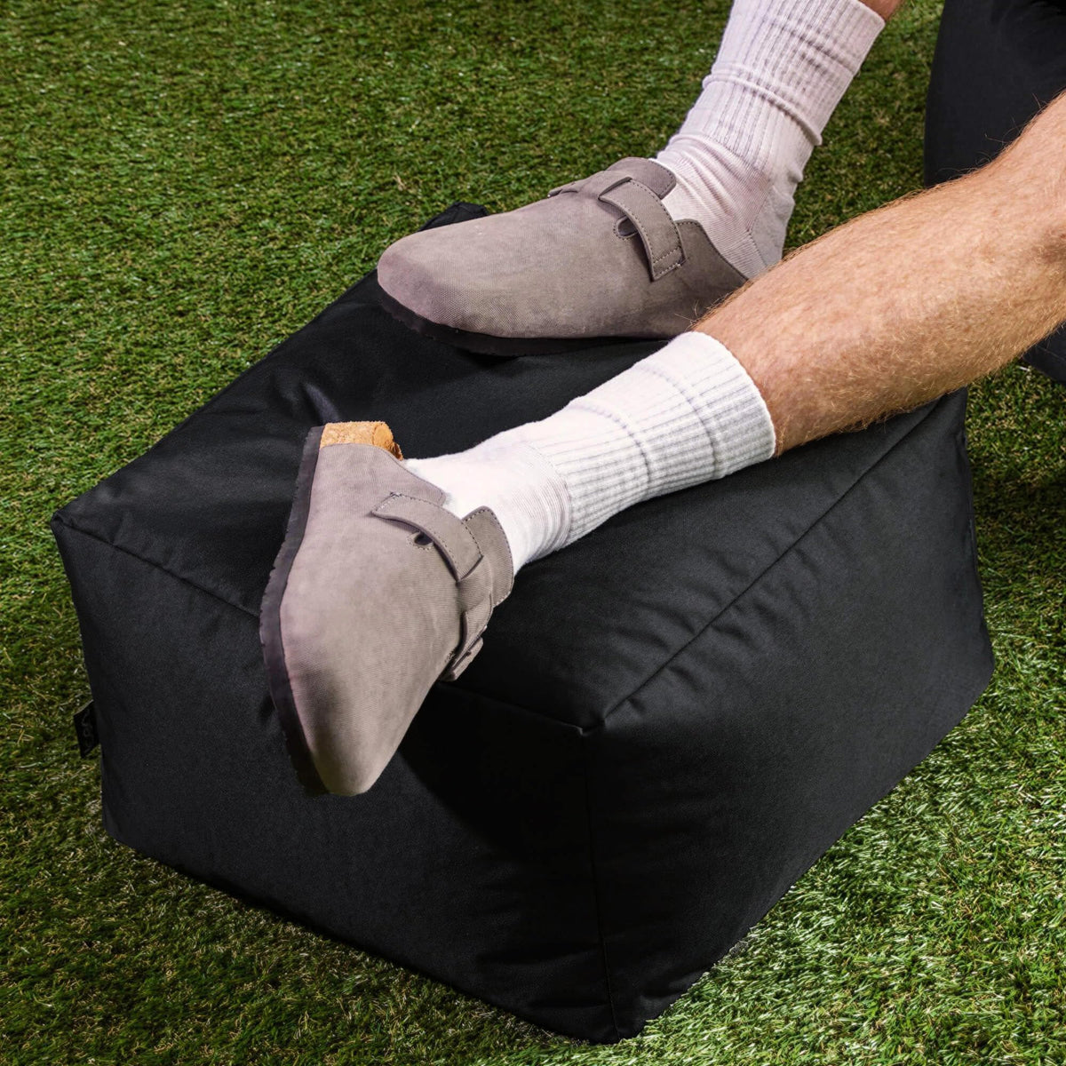 Bean Bag Bazaar Outdoor Bean Bag Footstool with Filling Included, Black