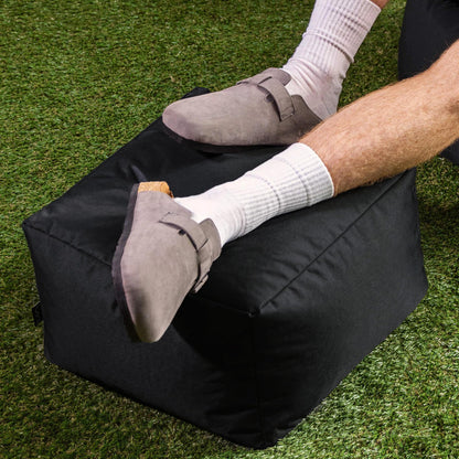 Bean Bag Bazaar Outdoor Bean Bag Footstool with Filling Included, Black