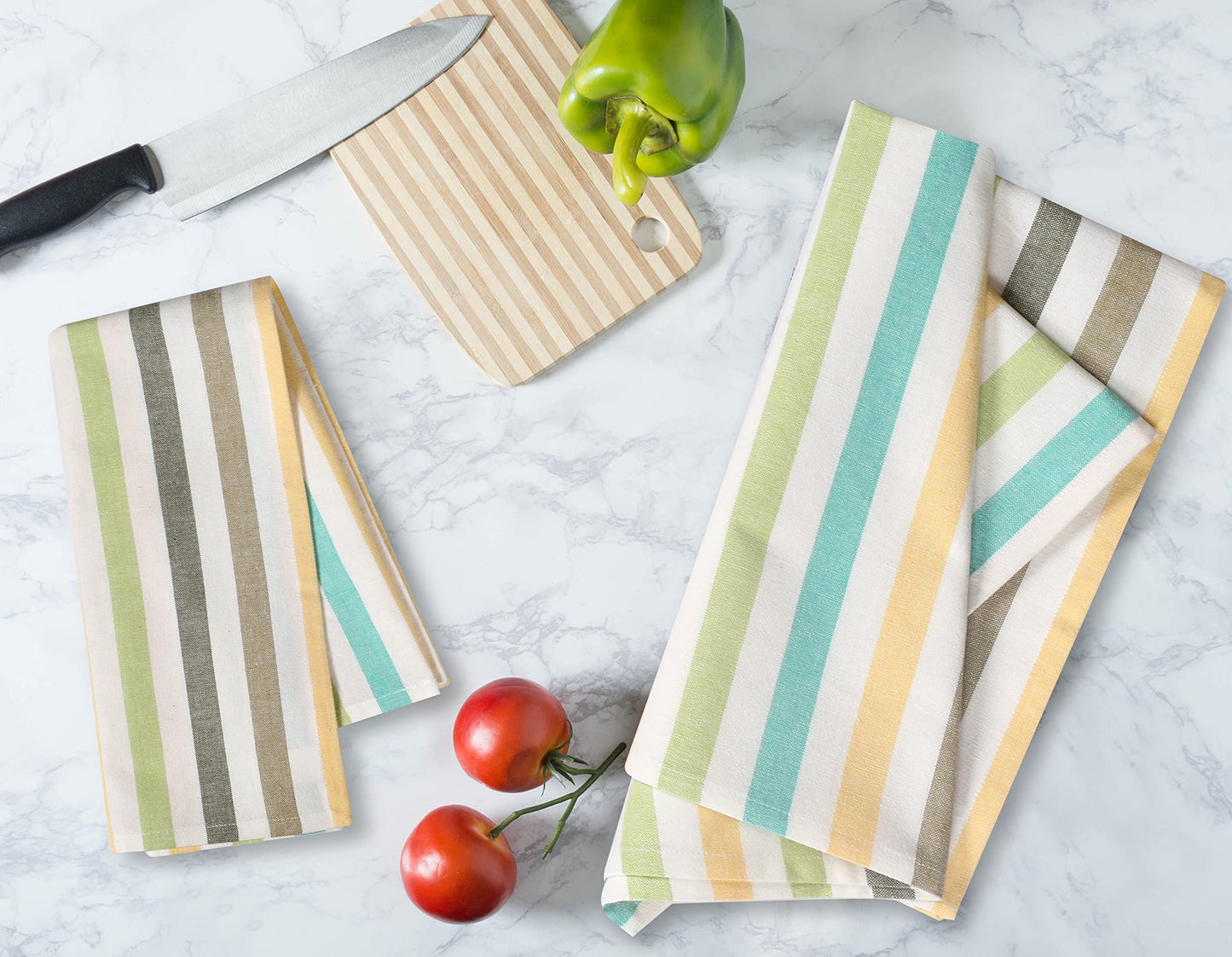 FINGERCRAFT Kitchen Dish Towels, 100% Natural Cotton, Set of 6 Multi-Purpose Kitchen Towels, Very Soft, Highly Absorbent