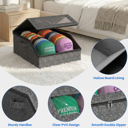 AURIVISTA Hat Storage Box for Baseball Caps, Holds up to 24 Caps,Gray