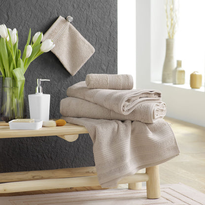 douceur d'intérieur, Tendresse Bath Towel 50 x 90 cm Taupe Plain Terry Cloth