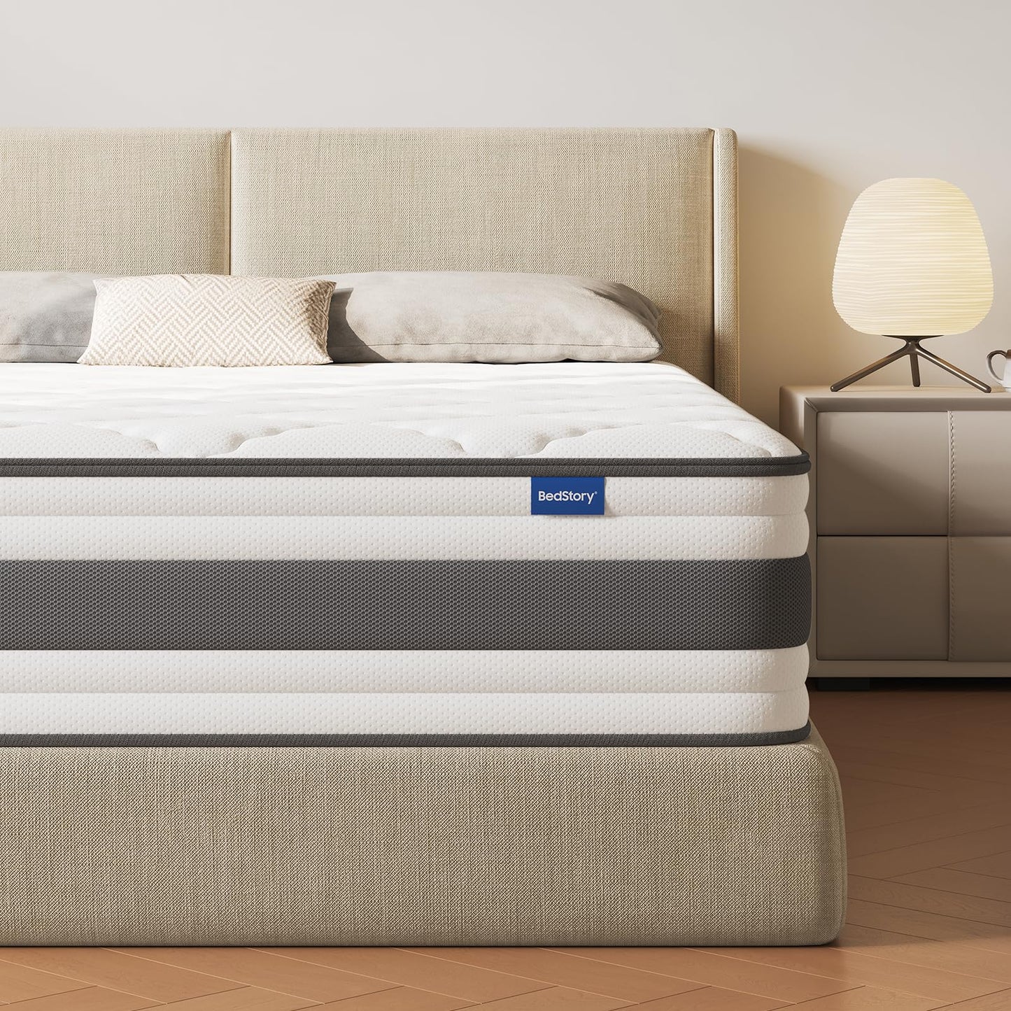 BedStory Double Mattrress 4FT6, 10.3 Inch Pocket Sprung Hybrid Mattress for Pressure Relief & Back Pain Relief – Medium Firm 135x190x26 cm