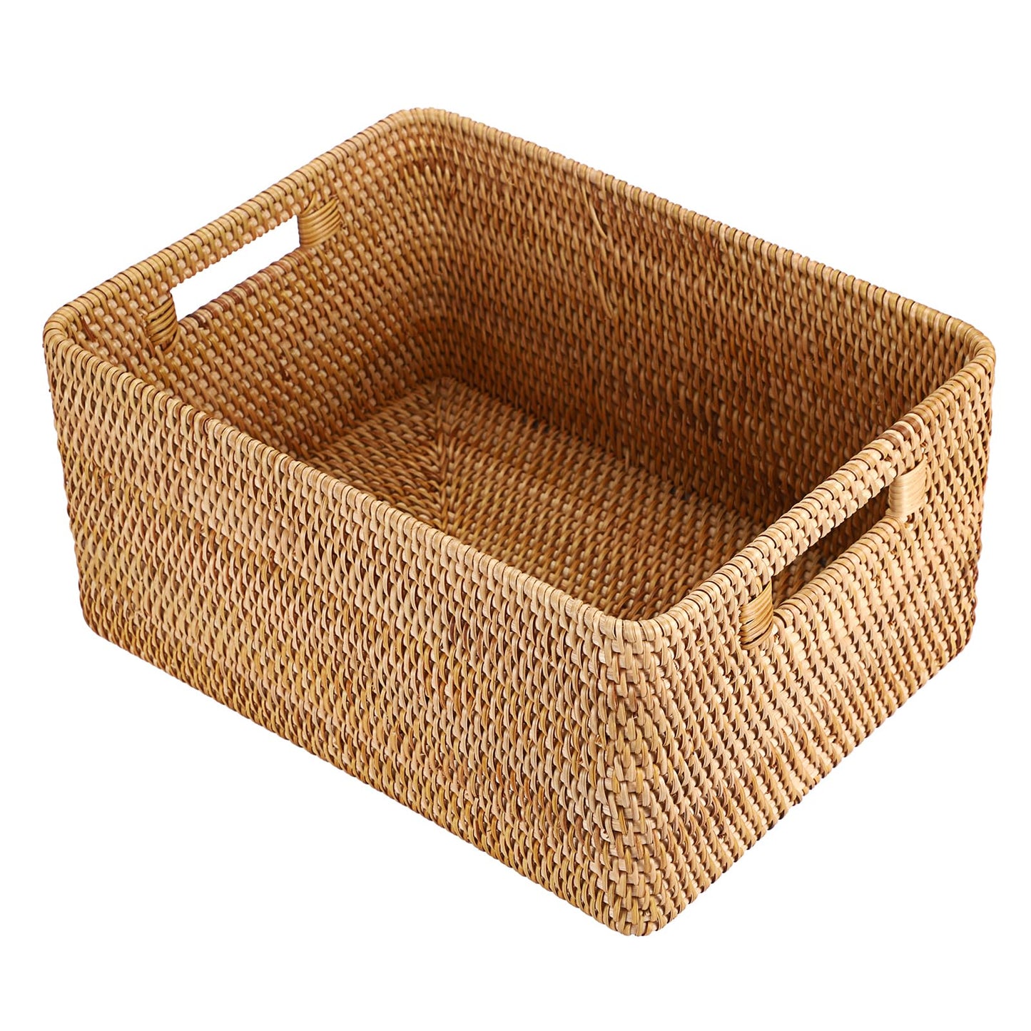 IGNPION Rattan Opened Storage Basket, Wicker Basket for Shelf, 38x28x18cm