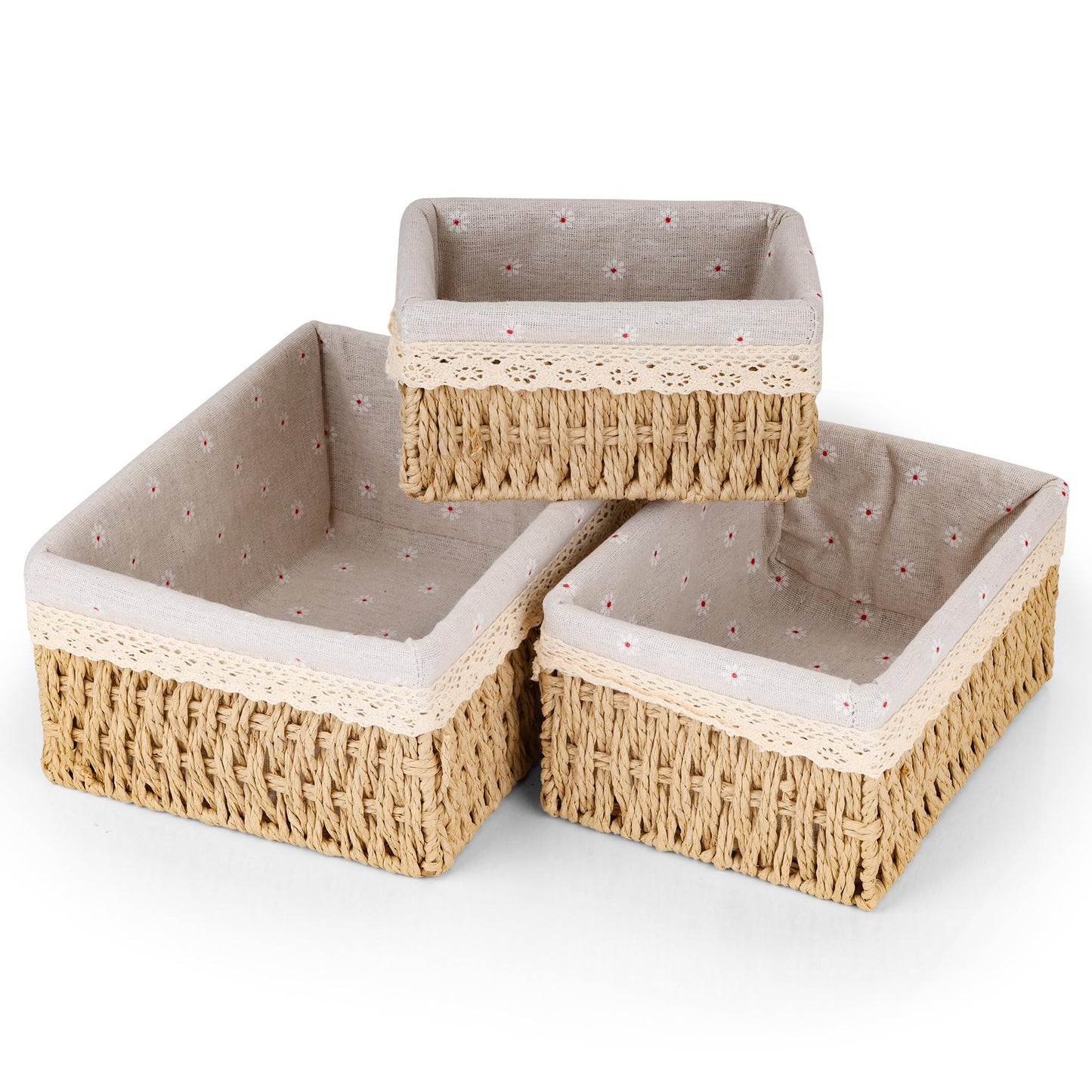 Axincardarm Wicker Storage Basket Woven Makeup Baskets for Storage Set Of 3