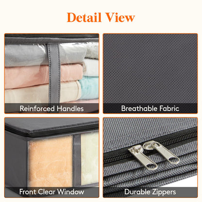 Lifewit 4 Pack Under Bed Storage,90L Clothes Storage Bags with Clear Window